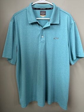 Men's Greg Norman Shark Golf Polo Shirt - Teal Blue sz Large Like New